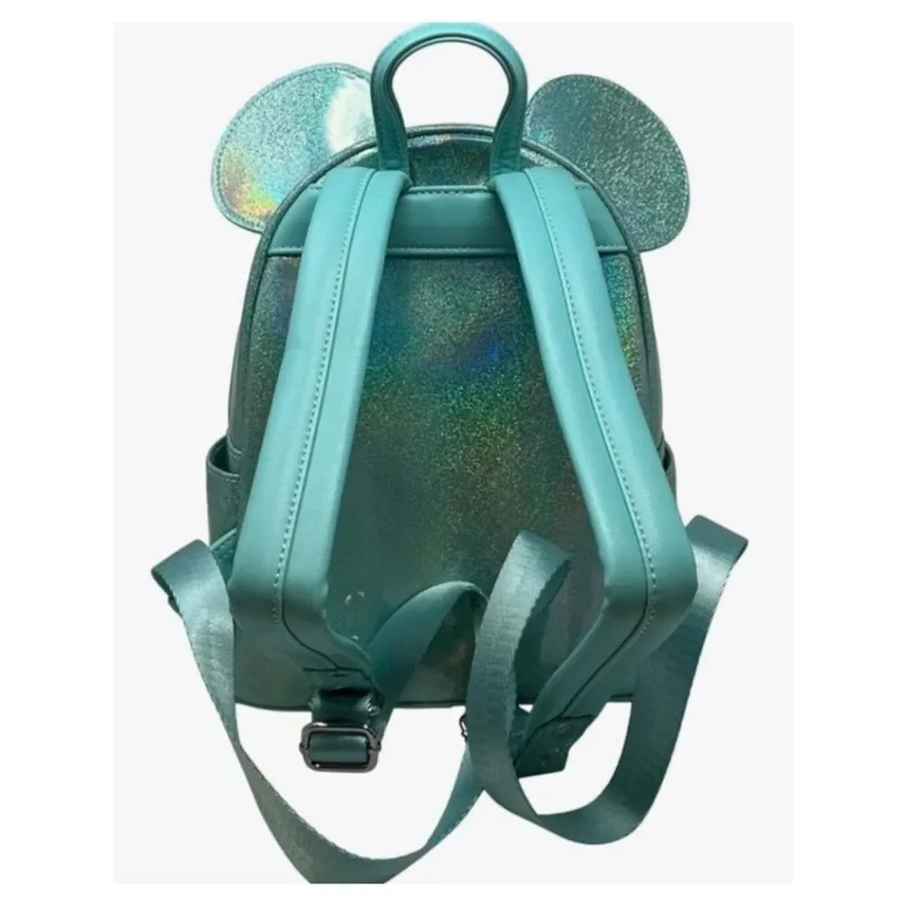 Loungefly Seafoam Green Minnie Mouse Sequin Bow Mini Cosplay Backpack Iridescent